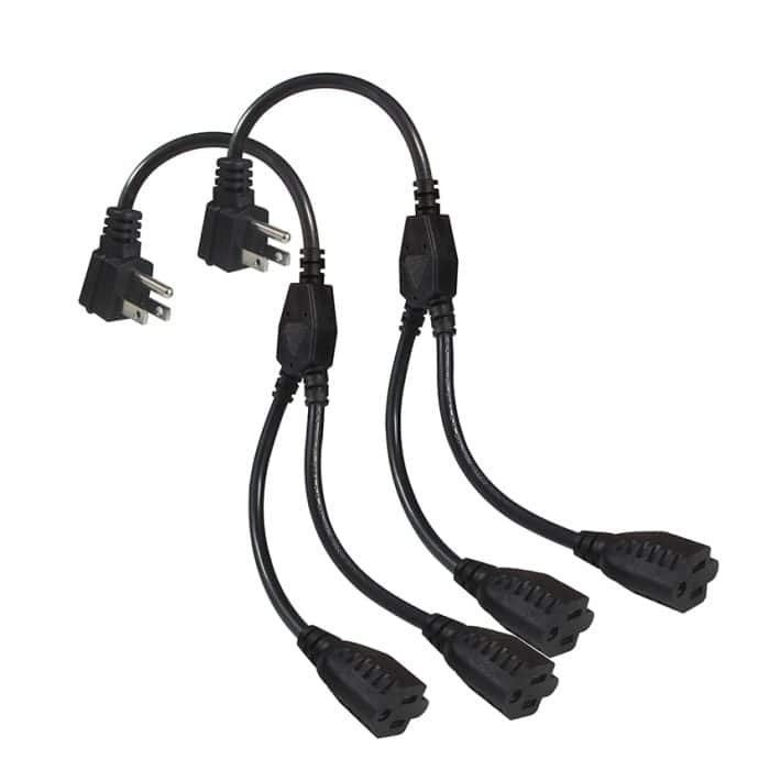 ac extension Cable PVC black us male to female Nema5-15P splitter y type power cord 1