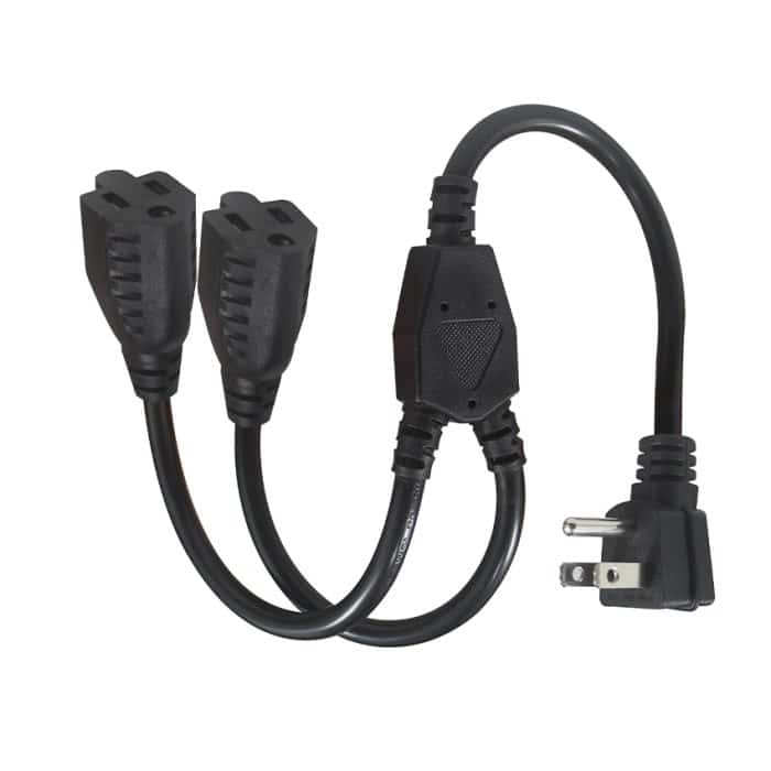 ac extension Cable PVC black us male to female Nema5-15P splitter y type power cord 3