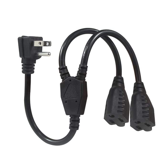 ac extension Cable PVC black us male to female Nema5-15P splitter y type power cord 5