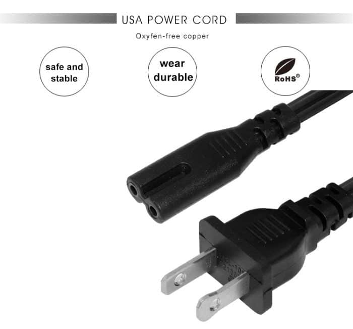 Power Cord With Iec Ac Connector Cable America C8 60320 Figure 8 Us 320 Female Flat 18 Awg Extension Wire 2 Pin Plug To C7 3