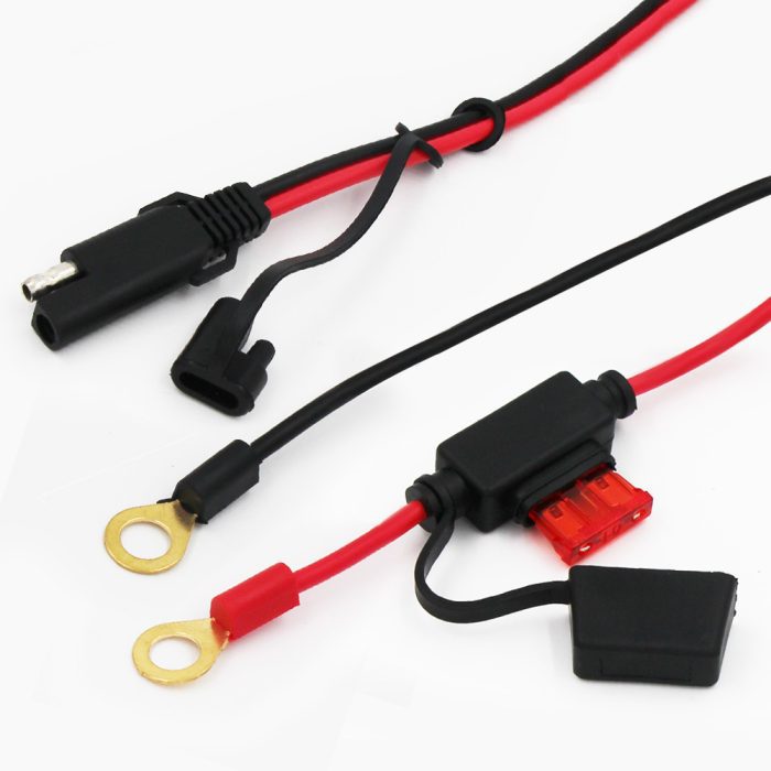 6ft 16/18Awg solar connector cord car Motorcycle charging battery cable 12/24V SAE to round terminal power cable 1
