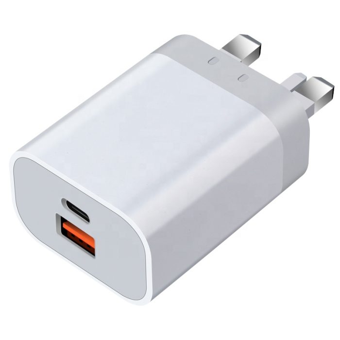 3 Pin Wall Plug 30w Dual Ports Type C Usb A Qc3.0 Fast Charging Adapter Mobile Charger 30 Watt Uk With Lcd Display 1