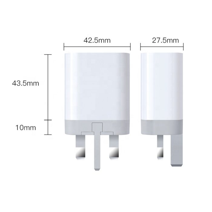 3 Pin Wall Plug 30w Dual Ports Type C Usb A Qc3.0 Fast Charging Adapter Mobile Charger 30 Watt Uk With Lcd Display 5