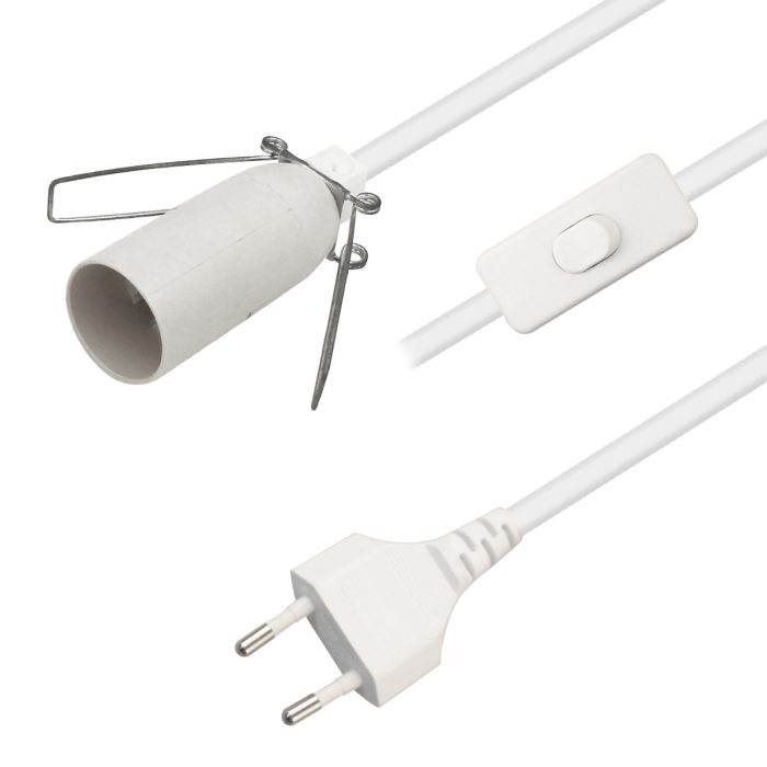 Extension Wire Cable EU 2 Pin With Switch And Lamp Holder 3