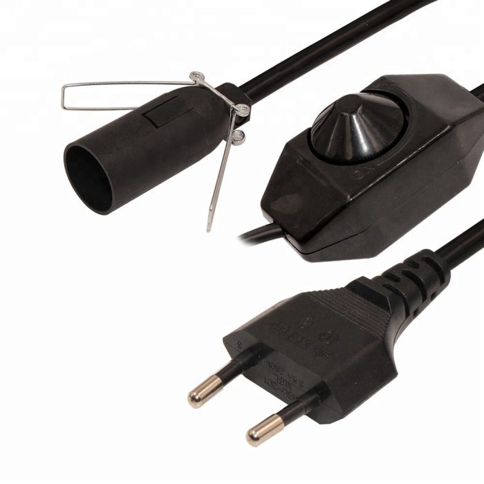 Extension Wire Cable EU 2 Pin With Switch And Lamp Holder 4