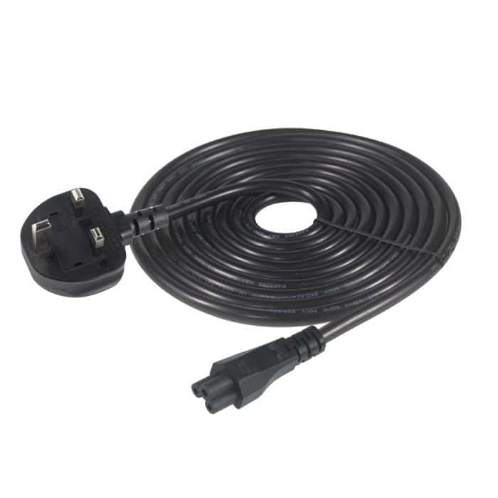 Wire UK 3 Pin Plug to IEC C5 Power Cord Cable 1