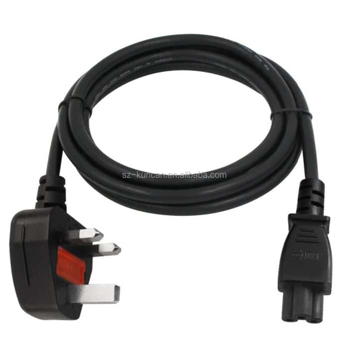 Wire UK 3 Pin Plug to IEC C5 Power Cord Cable 3