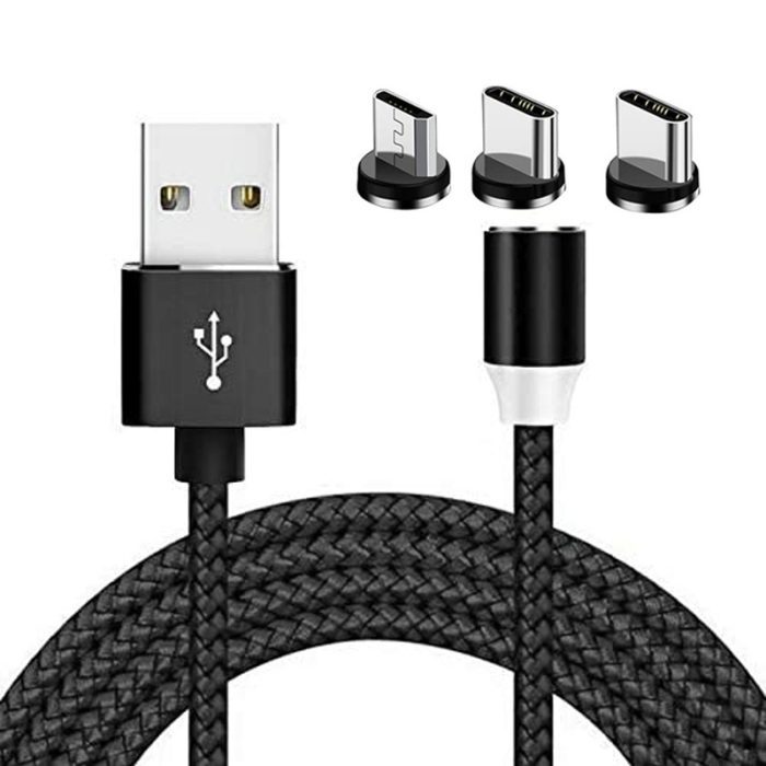 3 In 1 Nylon Braided Cord Metal Charger Data Sync Charging Usb Type C Cable 3.0 1