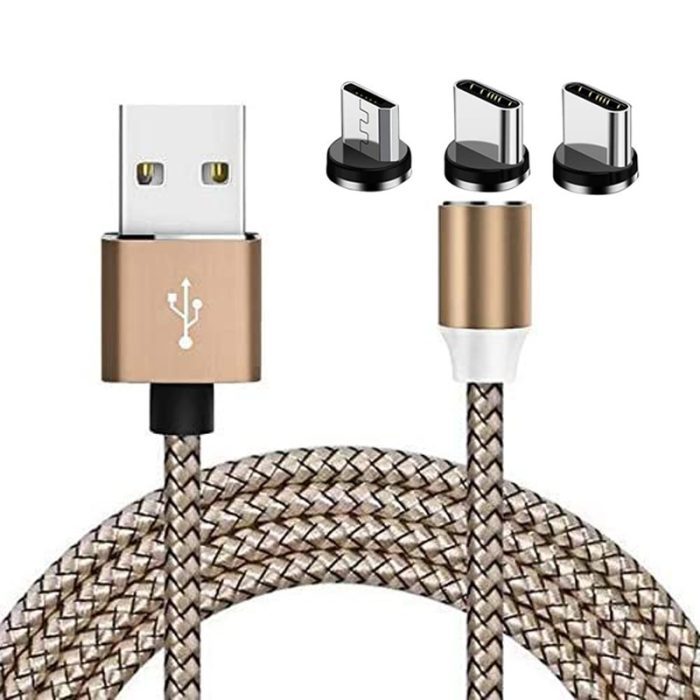 3 In 1 Nylon Braided Cord Metal Charger Data Sync Charging Usb Type C Cable 3.0 3