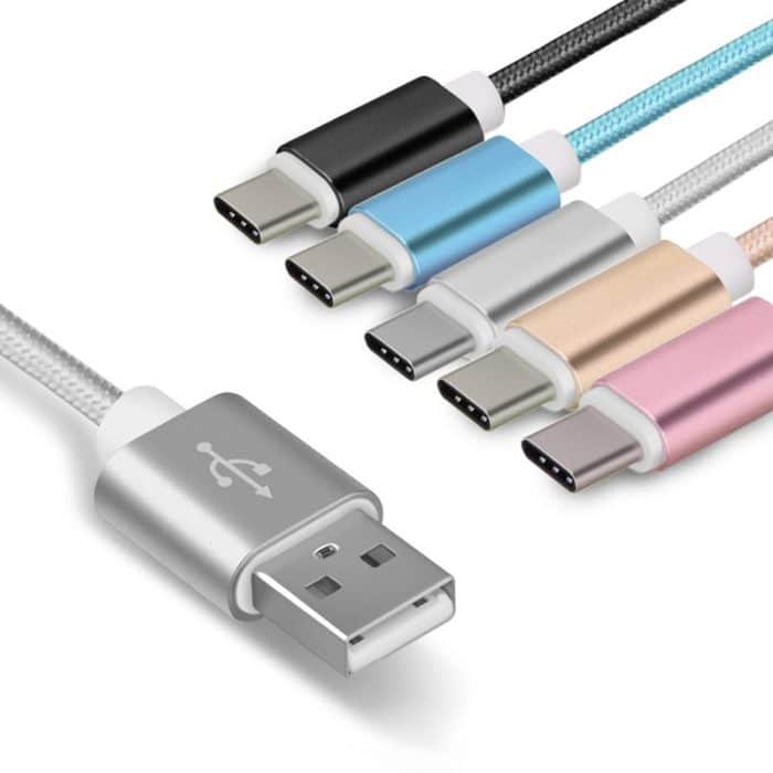 3 In 1 Nylon Braided Cord Metal Charger Data Sync Charging Usb Type C Cable 3.0 5