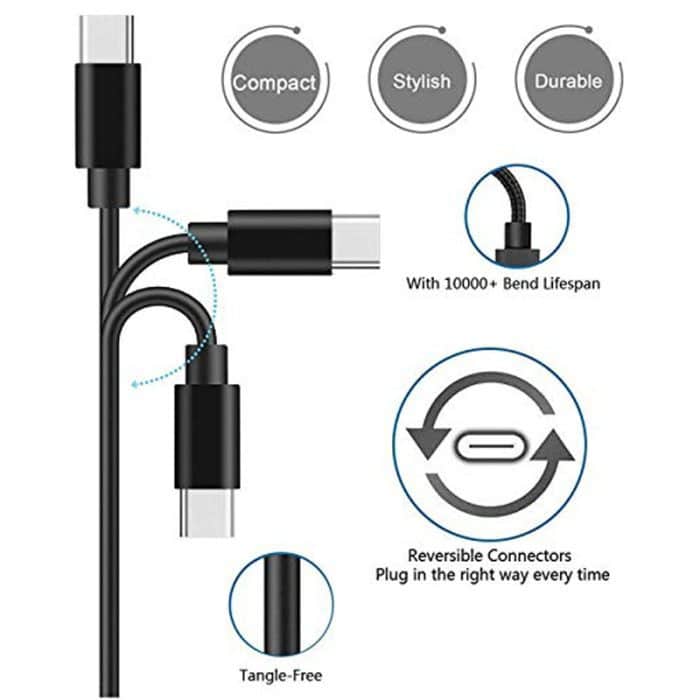 Type-c White Black Cable Data Sync Fast Charge Usb C Cable 3