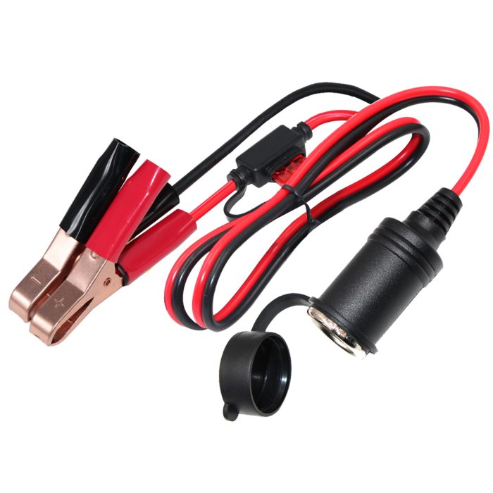 Cigarette lighter plug to alligator clips extension power cable female car cigar jump cable battery cigar cable 5