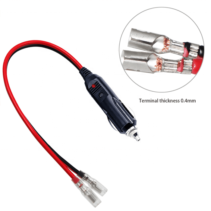 Car charger cable extension cord cigarette lighter male to terminal cigarette with LED light terminal cable cigarette lighter 2