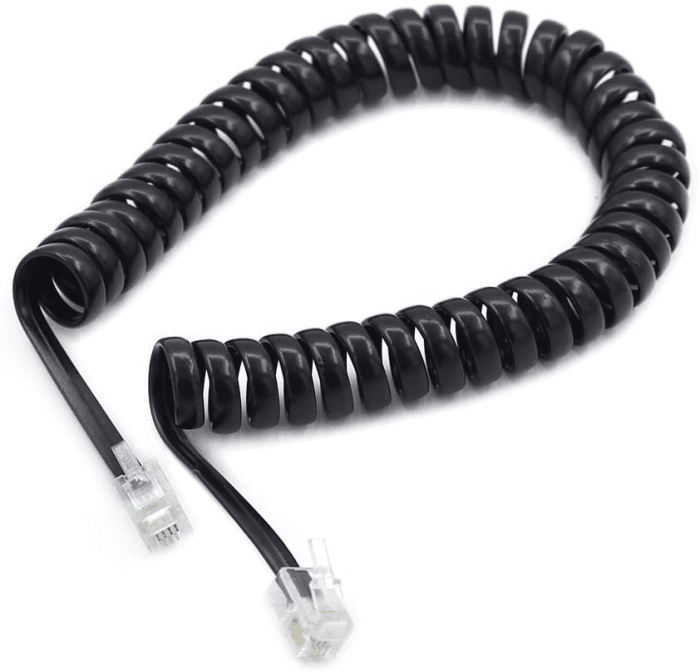 Black and White Handset Receiver Curly Coil Phone Cord 1