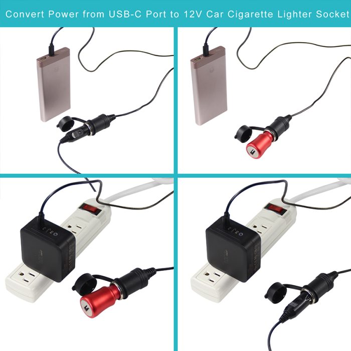 Plug Adapter From PD Charger Usb C Male To 12V Car Cigarette Lighter Socket Female Converter Cable 3