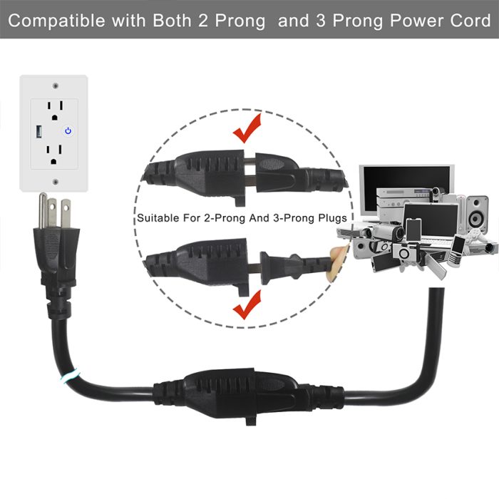 American Power Plug Adapter America Nema5-15P Convertion Socket Male to Female Conversion 125V 20A Extension Cord 5