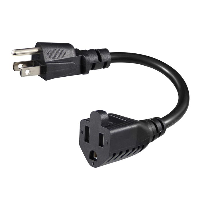 Ac 3 Pin American Plug Male 125 Volt USA Power Male To Female Extension Cord 1