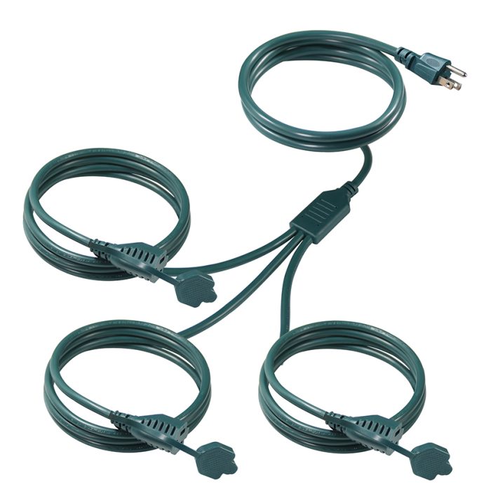 Factory Price Green American Ac 3 Pin Cable Extension Nema5-15p To Nema5-15r Male To Female 3 in 1 Outdoor Power Cord 1