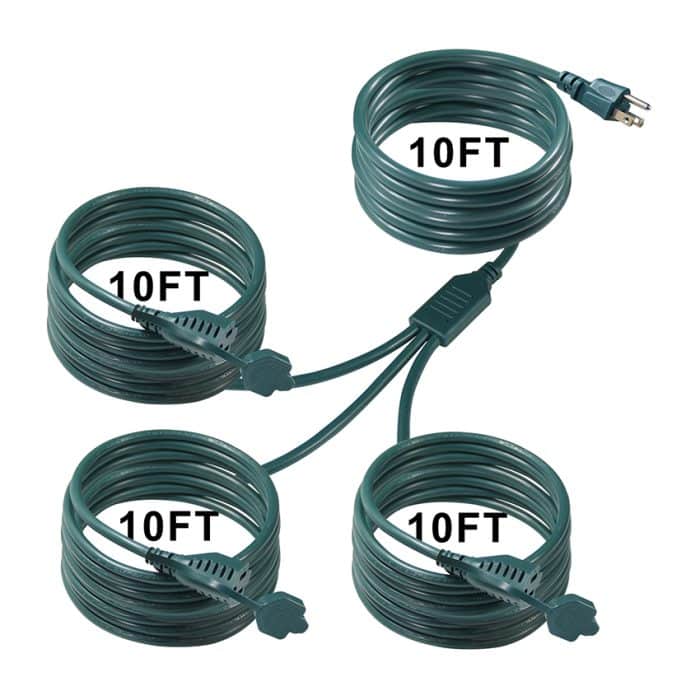 Factory Price Green American Ac 3 Pin Cable Extension Nema5-15p To Nema5-15r Male To Female 3 in 1 Outdoor Power Cord 3