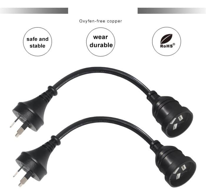 3 X 0.75Mm Black Male To Female Power Cord 3