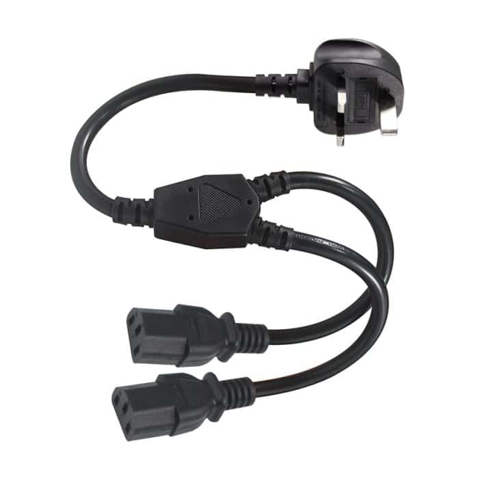 Receptacle Uk Dual Iec320 C13 Splitter Power Cord Cable 2