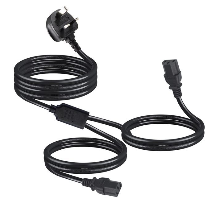 Receptacle Uk Dual Iec320 C13 Splitter Power Cord Cable 3