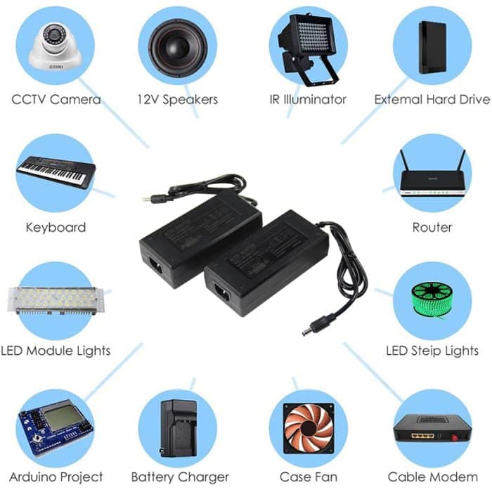 Barrel Adapter Cable Desktop Power Supply 12V 5A 4