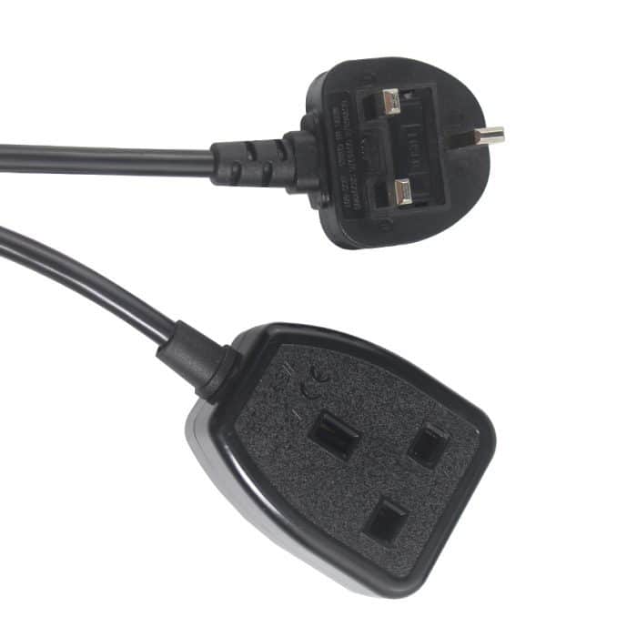 Extension Power Cord Socket Connector Male To Female Uk 3