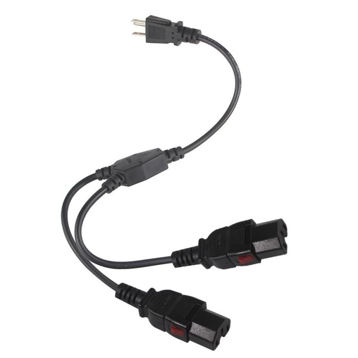 2X Locking Y Split Ac Iec320 Us Connector Cable Socket Iec 320 Splitter 515P To C15 Power Cord 1
