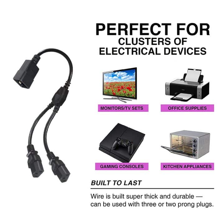 Laptop Ac Cable Tv Cords Electric Extension Y Splitter C20 Male To Dual Double Iec C13 Female 6