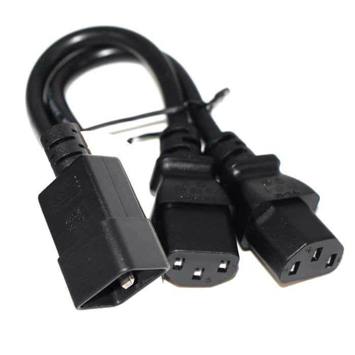 Wholesale Iec Extension Supply Cable Y Splitter 2 Ways IEC 320 2 X C13 To C20 Power Cord 3
