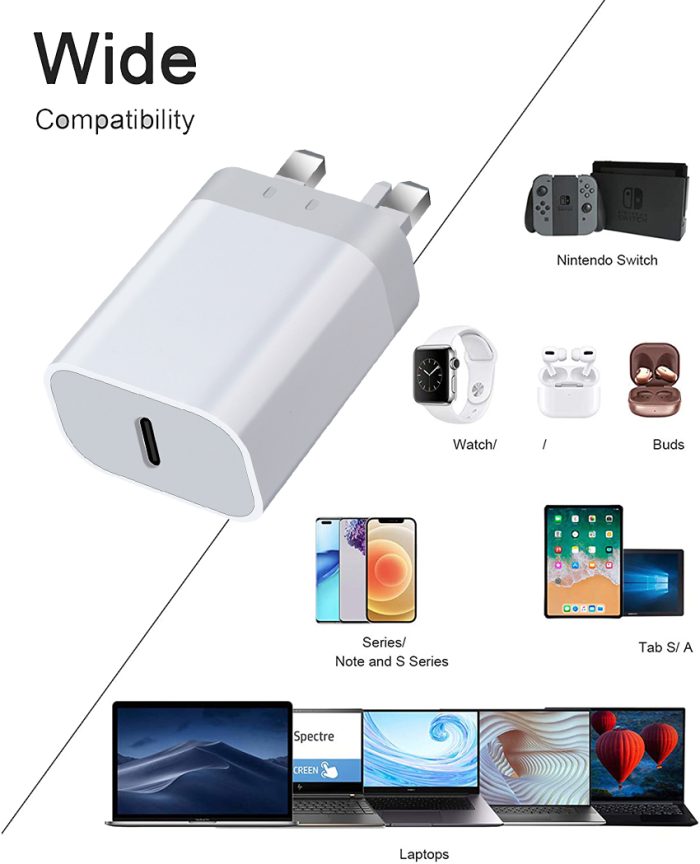 Fast Charge Charging UK Plug head GaN Charger Block 30W Adapter Gan PD Fast Charger USB-C Wall Charger for Phone 6