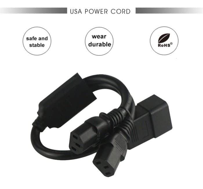 Laptop Ac Cable Tv Cords Electric Extension Y Splitter C20 Male To Dual Double Iec C13 Female 4