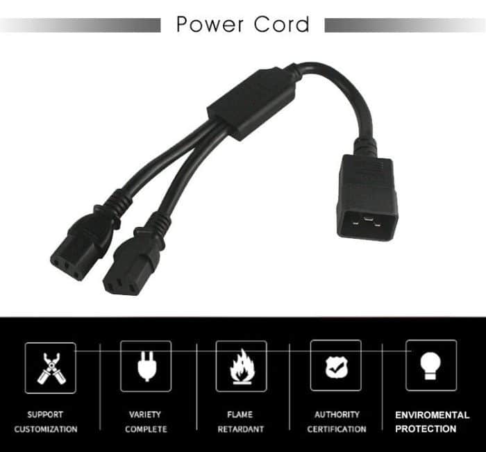 Wholesale Iec Extension Supply Cable Y Splitter 2 Ways IEC 320 2 X C13 To C20 Power Cord 5