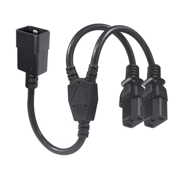 Wholesale Iec Extension Supply Cable Y Splitter 2 Ways IEC 320 2 X C13 To C20 Power Cord 1